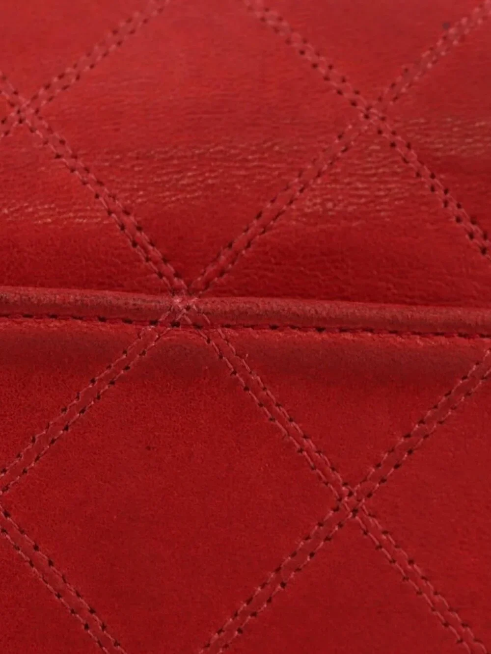 CHANEL Bicolore Chain Shoulder Bag Lamb Skin Red Gold CC Auth BA13416V